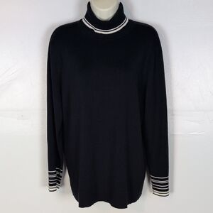 Chico's Navy Blue and White Turtleneck Sweater